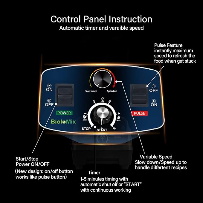 BioloMix Professional Countertop Blender - High Power 2200W Blender for Kitchen, Commercial, Smoothies, Frozen Fruits, Soup, Juice