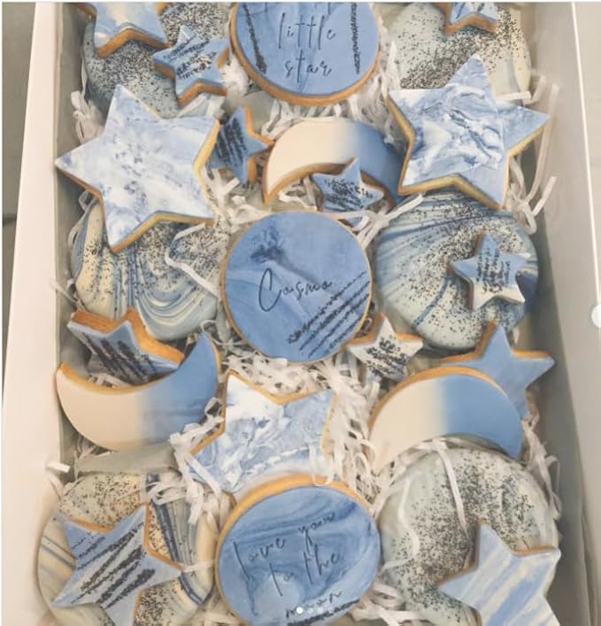 3 Pieces Star, Moon and Cloud Cookie Cutters Stainless Steel Biscuit Cutters Molds Shapes for Baby Shower or Gender Reveal Party