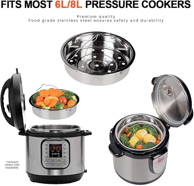 Secura Stainless Steel 6-quart Electric Pressure Cooker Steam Rack Steamer Basket Insert Set