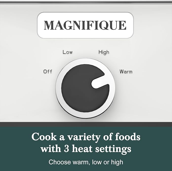 MAGNIFIQUE 4 Quart Casserole Slow Cooker with Ceramic Baking Dish - Perfect Small Kitchen Appliance Crock Pot for Family Dinners, Oven Safe and Durable Bakeware for Lasagna, Roasts