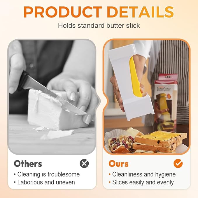 Butter Cutter, One-Click Butter Cutter,2025 NEW Single-Stick Butter Cutter, Butter Dispenser with Stainless Steel Blade and Storage Case for Quickly Making Bread, Cakes, Breakfast (1PCS)