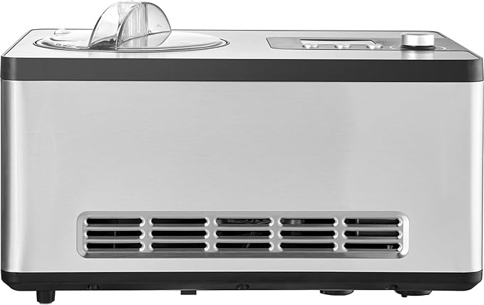 VEVOR Automatic Ice Cream Maker with Built-in Compressor, 2 Quart No Pre-freezing Fruit Yogurt Machine, Stainless Steel Electric Sorbet Maker, 3 Modes Gelato Maker with LCD Display & Timer, Silver