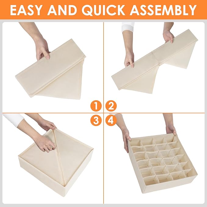 12 Pack Baby Clothes Organizer for Nursery, 116 Cells Fabric Foldable Dresser Closet Organizers and Storage Bins for Clothing, Women Men Underwear Socks, Bra, Ties, Scarf, Belt, Hair Accessories