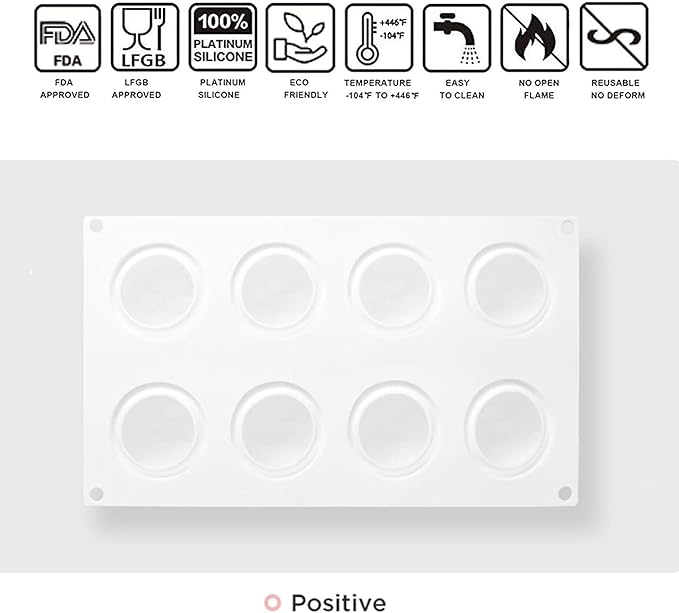 OCPO KITCHEN Orange Silicone Mold for Baking Mousse Cake, Chocolate, Fruit Dessert, Pudding, Jelly, Ice Cream Mould, Cake Decoration Mold, Non-Stick and Easy Release, 3D Orange Shape (8-Cavity)