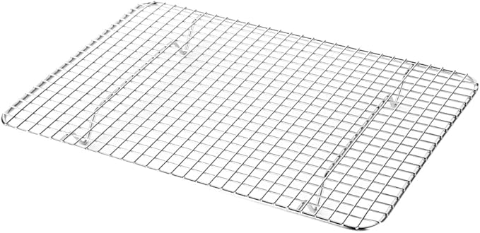 Restaurantware Met Lux 8.5 x 12 Inch Wire Baking Rack 1 Heavy-Duty Oven Wire Rack - Fits Quarter Size Sheet Pan Dishwashable Stainless Steel Cooling Rack Elevated Feet Oven-Ready Up To 575F