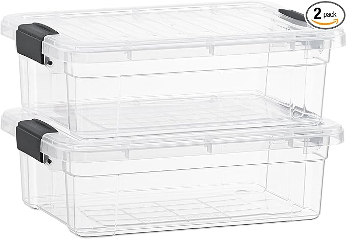 Superio Storage Bins with Lids- 2 Pack, 7.4 Qt Clear Boxes for Organizing, Stackable Plastic Containers- BPA Free, Non-Toxic, Odor Free, Organizer for Home, Office, Dorm