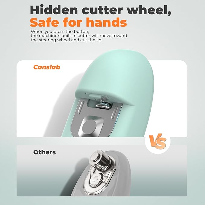 Ultrablde SE - USB Rechargeable Electric Can Opener for Kitchen for Seniors with Arthritis- Cordless Battery Powered Automatic, Side Cut, Smooth Edge, Handsfree, for Small or Large Cans, Teal