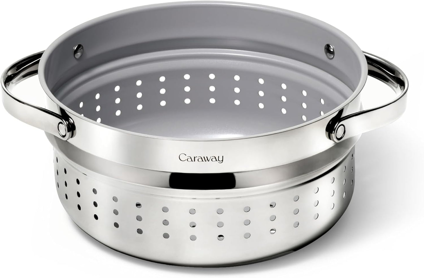 Caraway Steamer - Stainless Steel Steamer with Handles - Non Stick, Non Toxic Coating - Steam Veggies, Seafood, and More - Compatible With Our Dutch Oven or Sauce Pan - Large