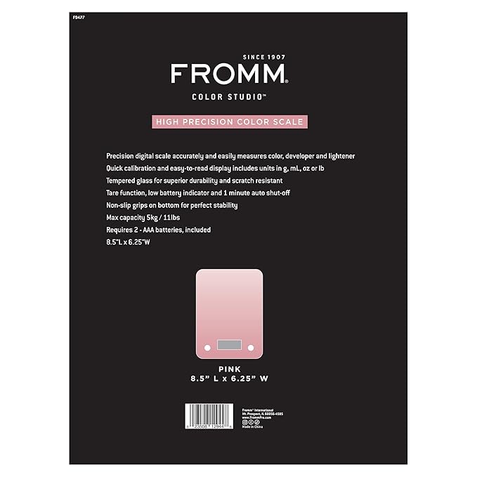 Fromm Color Studio Digital Scale for Measuring Hair Color, Developer, and Lightener, Multi-Purpose Kitchen Scale for Accurate Weighing, Cooking, Baking, Keto, Meal Prep