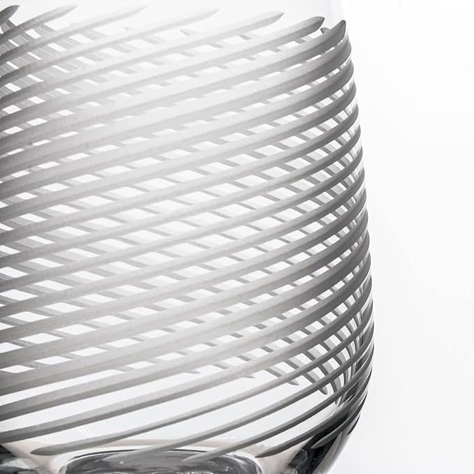 Rolf Glass Cyclone All Purpose Wine Glass | Set of 4 Stemmed 18oz Glasses | Proudly Made in the USA | Large Engraved Tumbler Glasses | Lead-Free Glass