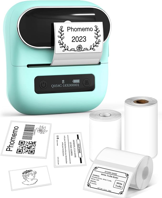 Phomemo Label Maker, M220 Thermal Label Printer, Portable Bluetooth Wireless Inkless 3 Inch Barcode Printer, Great for Home, School & Office, Compatible with Phone, PC, with 3 Label