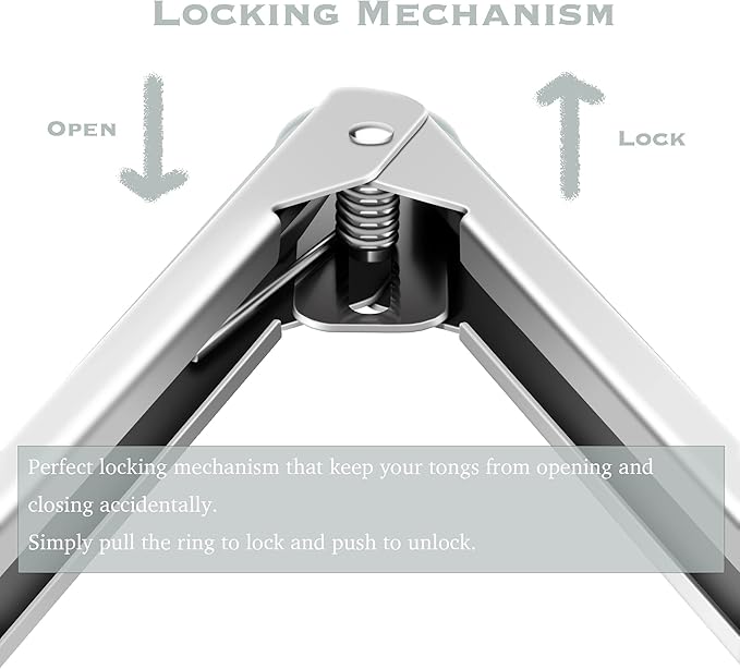 2 Pack Warm Grey Kitchen Tongs, Premium Silicone BPA Free Non-Stick Stainless Steel BBQ Cooking Grilling Locking Food Tongs, 9-Inch & 12-Inch
