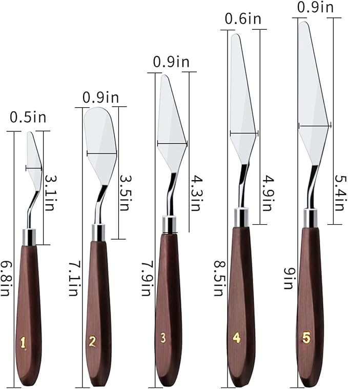 Cake Cream Spatula 5 Pieces/Set Stainless Steel Frosting Baking Pastry Tool Mixing Set Cake Icing Oil Painting Decorating Cream Toner Tool