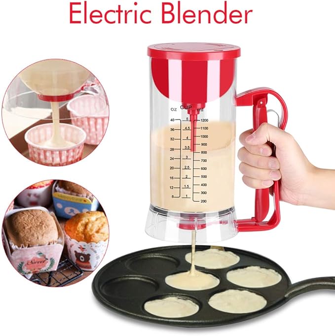 40 Oz Pancake Batter Dispenser, Electric Squeeze Bottles for Pancake Batter with Measuring Label, Cake Batter Separator with Batter Mixer for Cupcakes Waffles