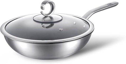 13 in Titanium Wok with Lid – Nonstick Wok & Stir-Fry Pan, All Stovetops & Induction Safe, Oven & Dishwasher Safe, Non-Toxic, No Coating – Durable Titanium Cookware, Frying Pan & Pot