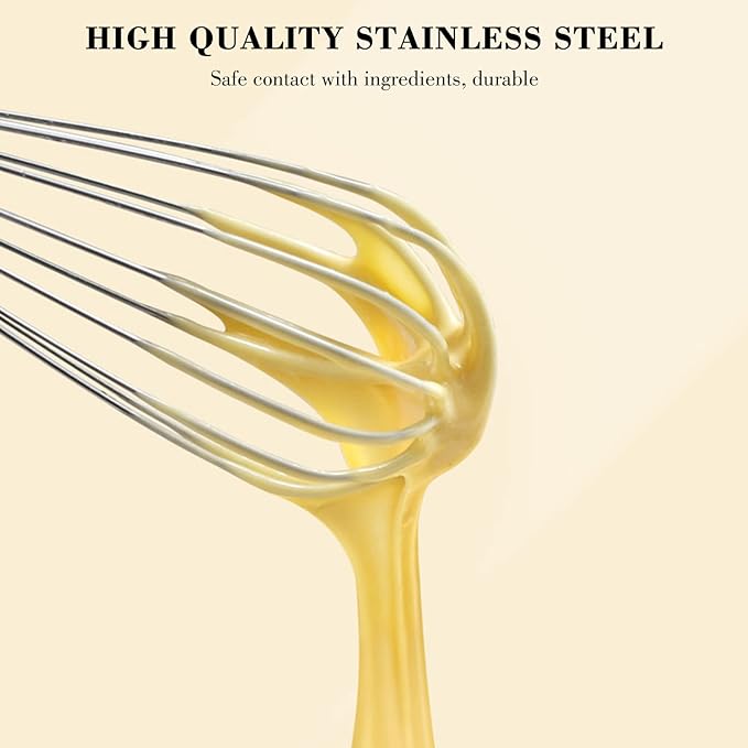 NileHome Stainless Steel Whisk Set 8" 10" 12" Kitchen Whisk Balloon Whisk Kitchen Wisk Wire Whisks for Cooking, Whisking, Blending, Beating, Stirring-3 Pack…