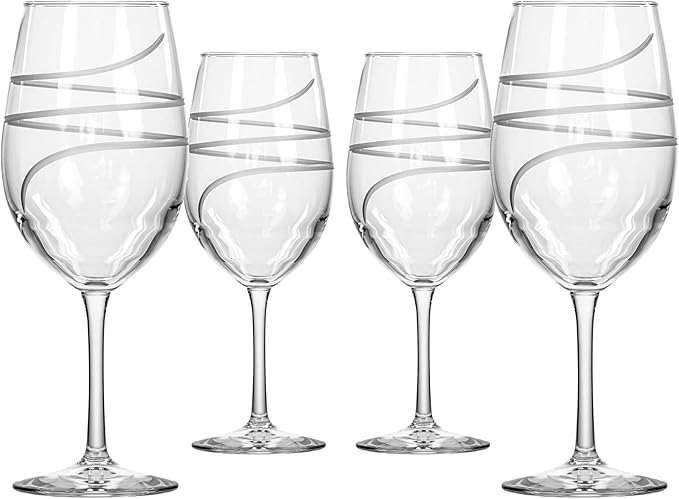 Rolf Glass Twist All Purpose Wine Glass 18 Ounce | Proudly Made in the USA | Large Wine Glasses | Lead-Free Glass | Engraved Large Wine Glasses | (Set of 4)