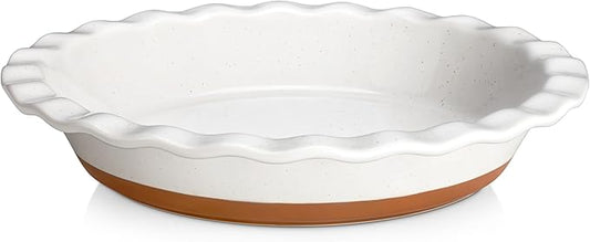 MALACASA Ceramic Pie Pan for Baking - 9 Inch Quiche Baking Dish Nonstick Pie Plate, Deep Dish Scratch-Resistant Pie Pan for Apple Pie Pot Pie, Series TARA