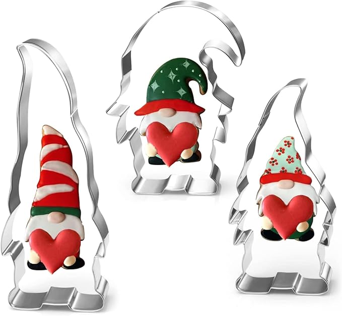 Gnome Cookie Cutter Set-5.3" 4.5" 4.3"-3-Pieces-Holiday Cookie Cutters Fondant Biscui Cutters