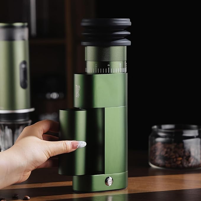 Bincoo DM09 Electric Coffee Grinder with CNC Steel Burr,Stepless Adjustable Settings Coffee Bean Grinder, Compact Design, Quiet Operation – For Espresso,Pour Over,French Press(Green)