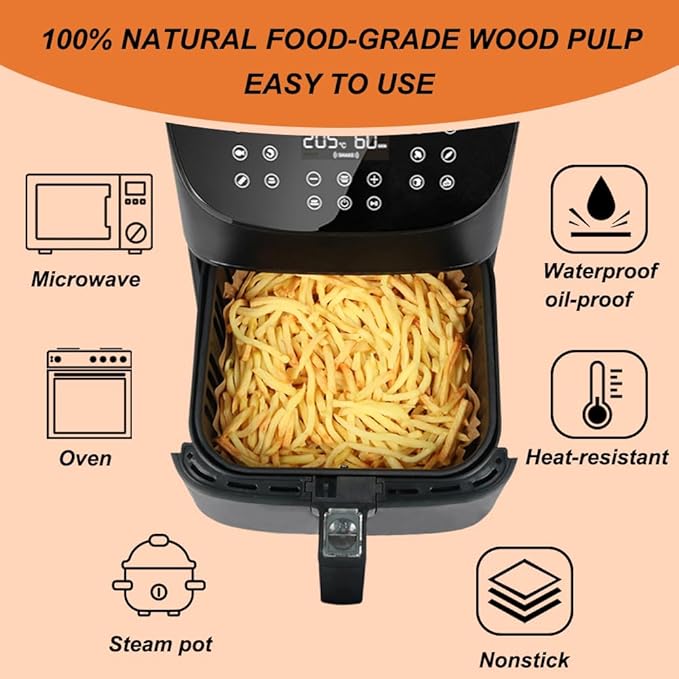 BYKITCHEN Small Air Fryer Disposable Liners for 2 to 5 QT Airfryer, 200PCS Mini Air Fryer Parchment Paper Liners, Compatible with CHEFMAN 2 QT, Cosori 2.1 QT, Dash 2.6 Qt, Instant Pot Mini Airfryer