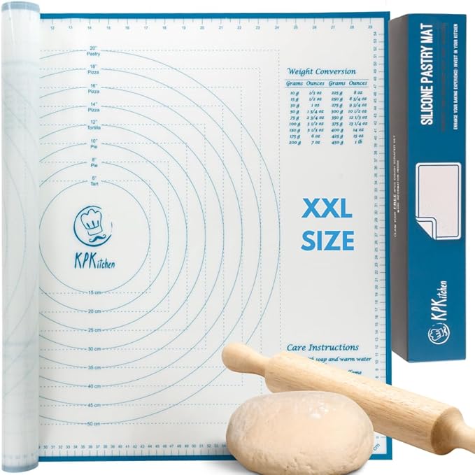 XXL Silicone Pastry Mat – Non-Slip, Easy-Clean Rolling Mat for Dough, Cookies, Pizza & Fondant – Extra Large 23.5” x 31.5” Baking Mat with Printed Measurements & Conversion Chart