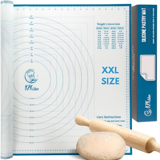 XXL Silicone Pastry Mat – Non-Slip, Easy-Clean Rolling Mat for Dough, Cookies, Pizza & Fondant – Extra Large 23.5” x 31.5” Baking Mat with Printed Measurements & Conversion Chart
