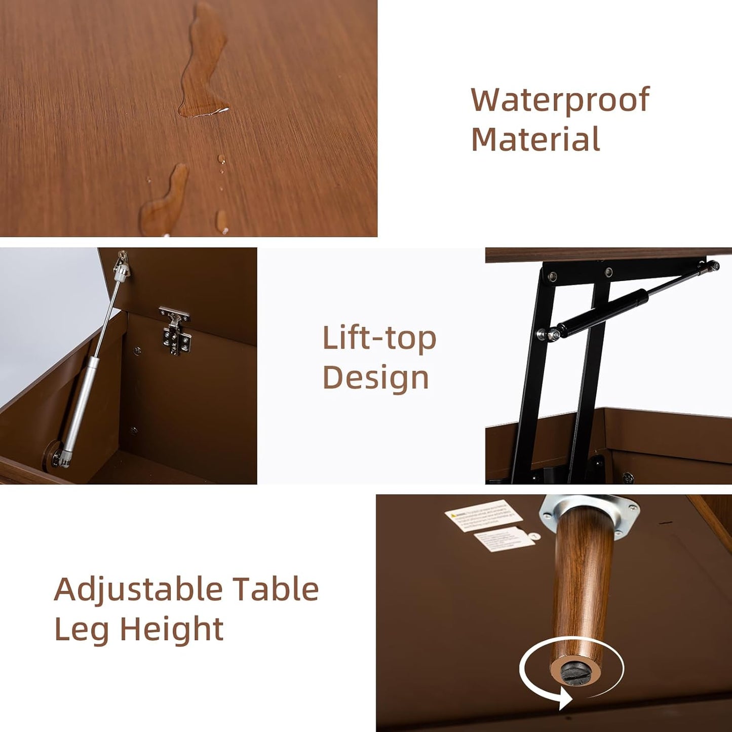 Lift Top Coffee Table, Mid Century Modern Center Table with Large Hidden Storage Compartment, 36" Square Coffee Tables for Living Room, Home Office, Dark Walnut