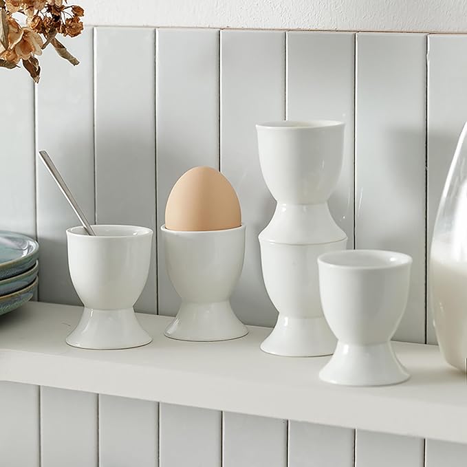 Egg Cups Set of 6 Ceramic Egg Stand Holder Kitchen Egg Cup Small Fruit Cup Snack Candy Cup Egg Cups for Soft Boiled Eggs Breakfast Party Dinning 2.56 x 1.97 inch