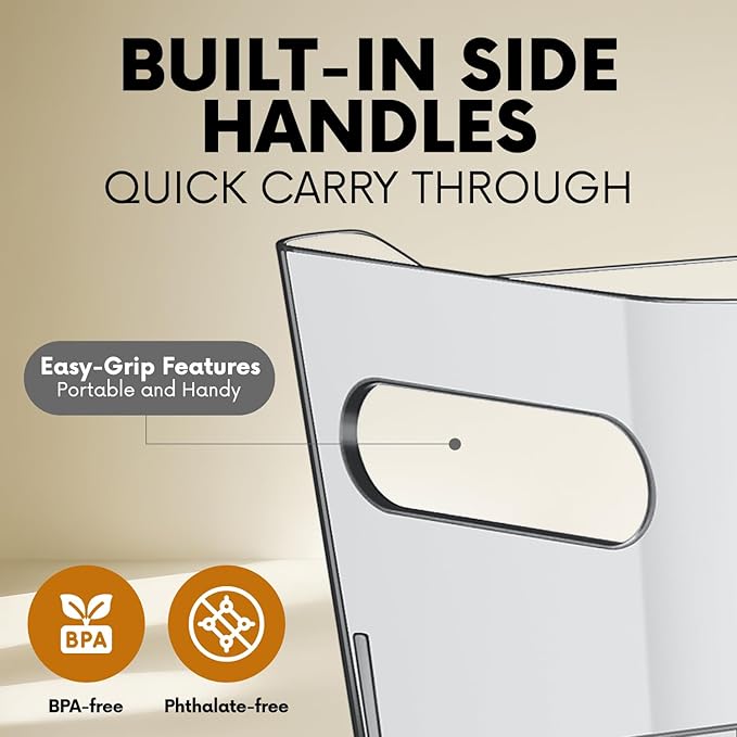 Clear storage organizer bins, Medium Kitchen Cabinet Organizers and Storage Baskets Pantry Fridge Containers for Organizing Cabinet Organization Perfect for Foods Snacks Chips Vitamin spices