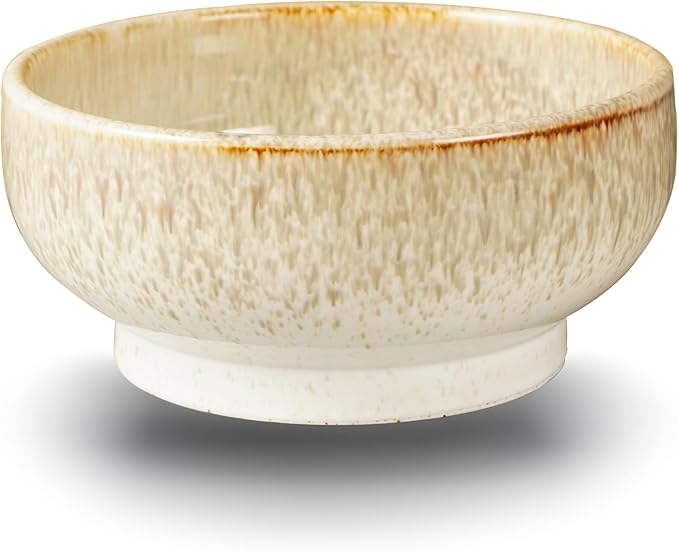 Extra Large Salad Bowl,Decorative Fruit Bowl,Kitchen Ceramic Bowl for Fruit & Salad,120 oz Footed Serving Bowl for Entertaining (tan color)