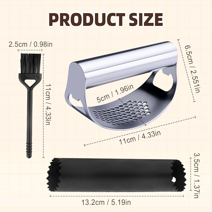 2025 Upgraded Garlic Press Stainless Steel, Garlic Press Rocker Professional Kitchen Gadgets Garlic Mincer Garlic Crusher, Heavy Duty Mincer Tool Garlic Chopper Garlic Presser Mincer (1Set)