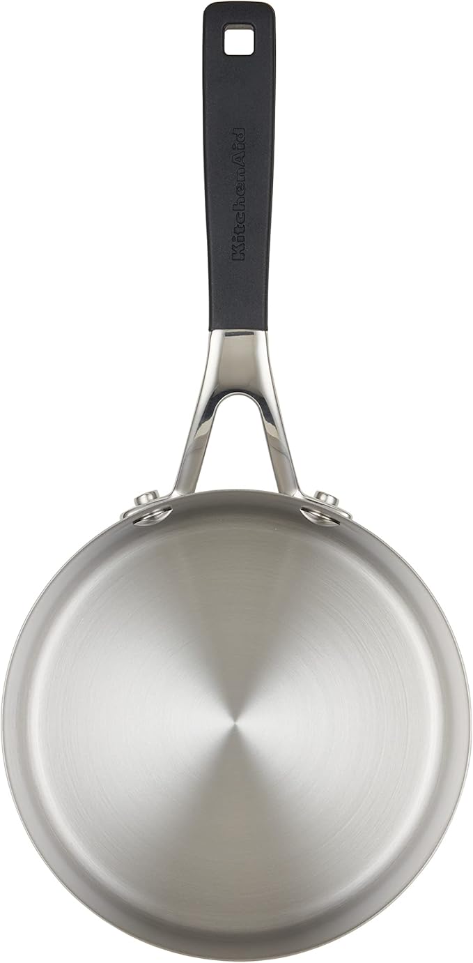 KitchenAid Saucepan with Pour Spouts, 1 Quart, Brushed Stainless Steel, 71018