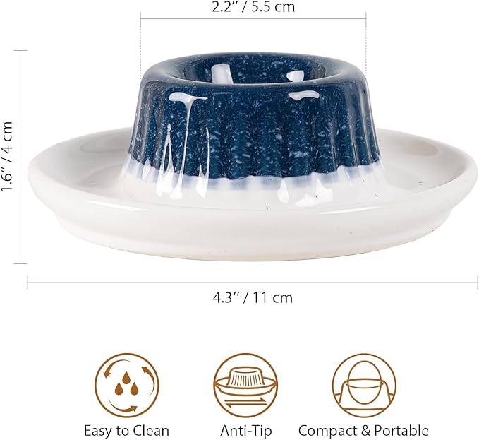 INGOFIN 2 Pcs Ceramic Egg Cups, Soft Boiled Egg Holders Set, Classic Porcelain Stackable, Easy to Clean Tray, Decorative Serving Dish for Breakfast, Easter or Kitchen, Starry Blue&Beige