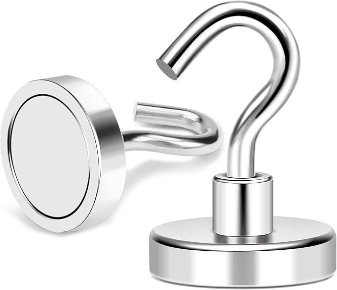 MIKEDE Magnetic Hooks, 80LB+ Heavy Duty Magnetic Hooks Cruise with Epoxy Coating for Refrigerator, Strong Magnet Hooks for Tool Room, Magnetic Metal Hooks for Grill - 8 Pack