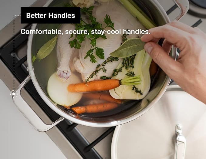 Misen 5-Ply Stainless Steel Stockpot – Large Cooking Pot for Boiling, Simmering & Stewing - Consistent, Even Heating - Durable, Dishwasher Safe – Oven-Safe to 800F, Induction Ready - 8 QT