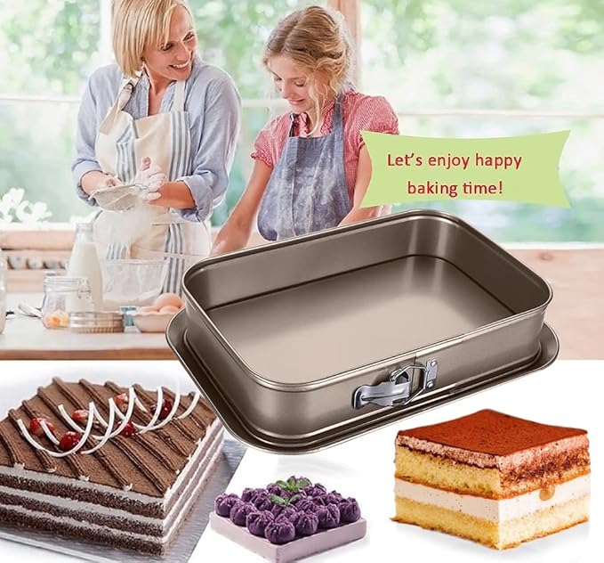 Meleg Otthon Springform Cheesecake Pan - Leakproof, Nonstick, Rectangle, Removable Bottom, Gold (15.7" x 11" x 2.6")