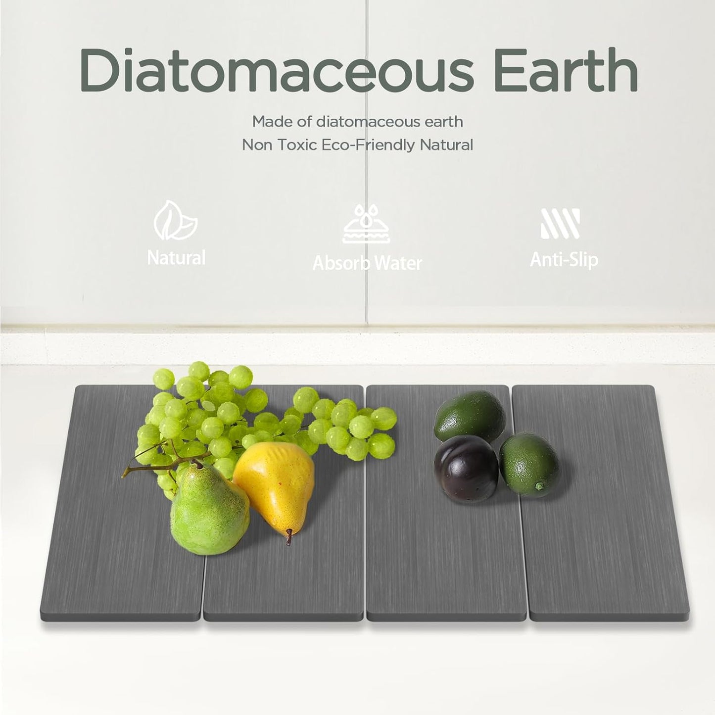 2PCS Stone Drying Mat for Kitchen Counter, Stone Dish Drying Mat - Diatomite Water Absorbing Drying Stone for Kitchen Counter Mat, Quick Dry Stone Mat Kitchen for Cups Dishes Bottles.