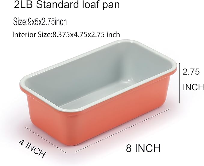 Bread Loaf Pans for Home Baking Carbon Steel 1lb meatloaf Tin, Perracotta 9x5 inch Non Stick banana bread cake baking Mold