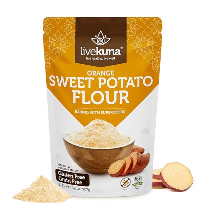 LiveKuna - Orange Sweet Potato Flour, Sweet Potato Flour for Baking, Gluten-Free Baking Flour, Alternative for Almond Flour, Rice Flour & Coconut Flour, Sweet Potato Powder Flour for Soups & Sauces