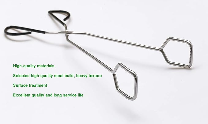 2Pcs 16 Inch Extra Long Stainless Steel Kitchen Scissor Tongs, Non-Slip Comfortable Red Grip, Heat Resistant for BBQ and Cooking