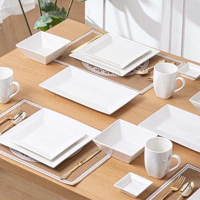 Porlien 12-inch White Porcelain Serving Platters for Party, Wedding and Entertaining, Rectangular Serving Plates Set of 3, Serving Tray for Dinner, Appetizers and Desserts