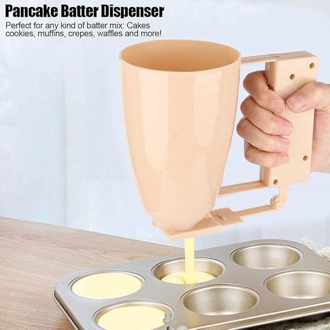 Pancake Batter Dispenser, Plastic Cupcake Pancake Dispenser Baking Cake Desserts Pancake Dispenser Baking Dispenser Cream Batter Pourer with Handle for Cupcakes, Waffles, Muffin Mix, Crepes and Cake