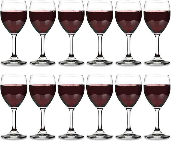 Vikko 11.5 Oz Glass Wine Glasses: Stemmed Wine Glasses for Red and White Wine - Thick and Durable Wine Glasses - Clear Glasses for Wine - Small Wine Glasses with Stem - Red Wine Glasses Set of 12