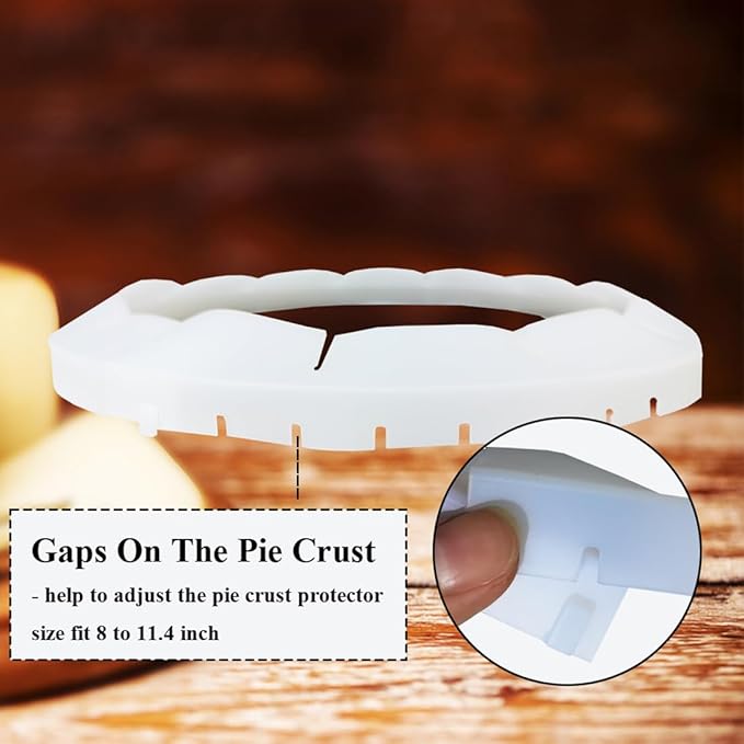 Adjustable Pie Crust Shields Baking Protectors, Silicone Cover Ring Fits 8-11.4 Inch Pies, Baking Pie Pizza Crust Shield Protector Cover for Edges (Transparent-1pcs)