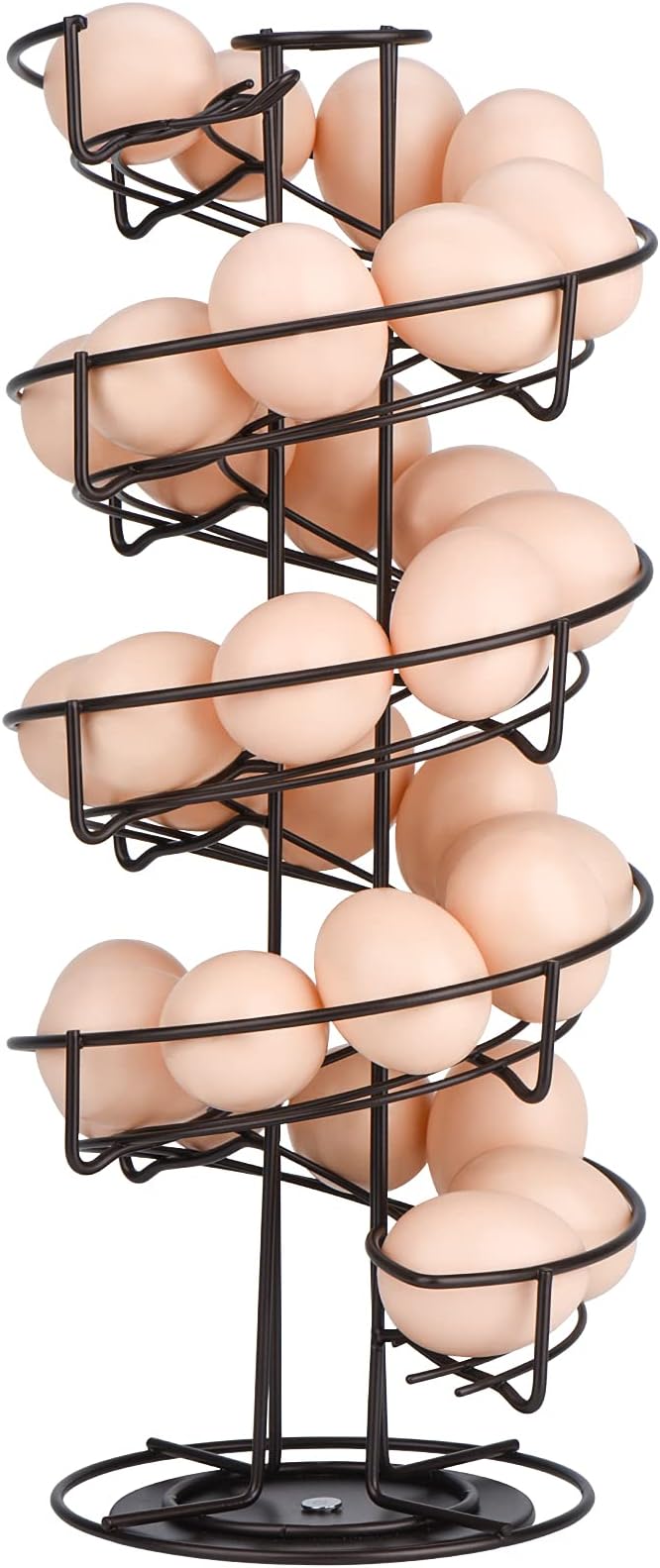 Toplife Spiral Design Metal Egg Skelter Dispenser Rack, Storage Display Rack, Brown