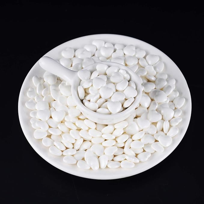 Kasvan White Heart Shapes Sprinkles - Edible Candy Pearls 130g/4.58 Oz, Mix Size, Baking Cake Decorations, Ice Cream Toppings and Cookie Decorating, Wedding Party Chirstmas Supplies (White)