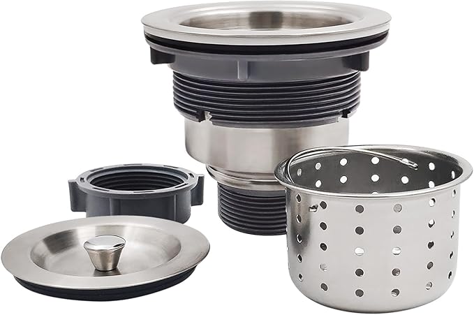 3-1/2-Inch Kitchen Sink Drain Strainer Assembly Kit, GZILA Deep Waste Basket Strainer with Sealing Lid Sink Stopper, 304 Stainless Steel Brushed Nickel