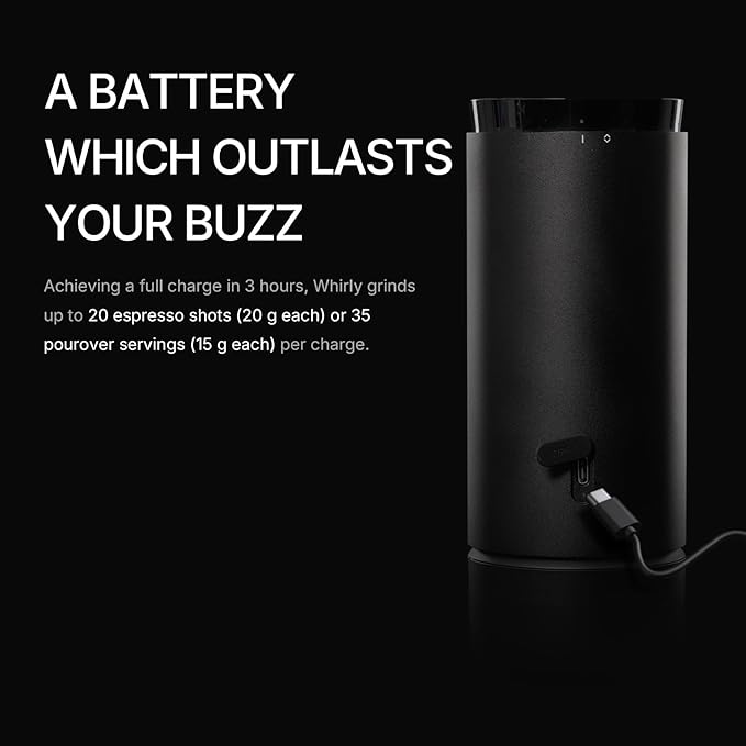 TIMEMORE Electric Coffee Grinder Portable - Adjustable Burr Grinder with 30 Precise Settings, Auto Stop & Clog Protection for Espresso, Pour-Over, French Press Moka,for Home Outdoor Use（Black）