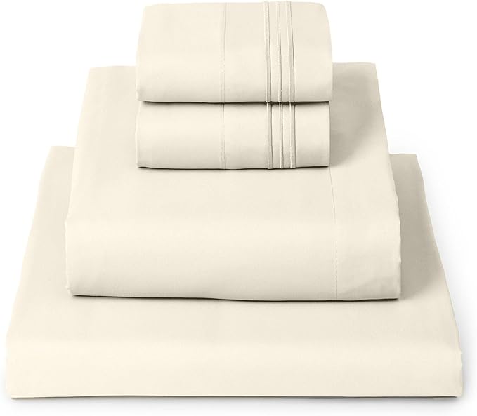 Mellanni Queen Sheets Set - 4 PC Iconic Collection Bedding - Hotel Luxury, Extra Soft, Cooling Bed Sheets - Wrinkle, Fade, Stain Resistant (Queen, Golden Ivory)